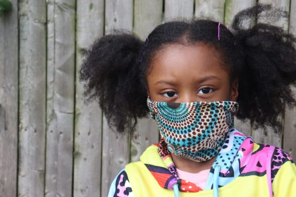 Girl,Wearing,Cloth,Facemask,Outside,Wooden,Fence,Background Girl,Wearing,Cloth,Facemask,Outside,Wooden,Fence,Background